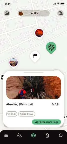 Hislo screen: an abseiling experience in AlUla